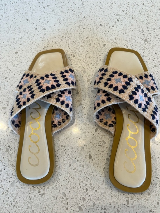 CCOCCI Shoes - Cocci Navy, Pink & Cream Cross-Strap Slide Sandals